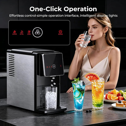 Countertop Nugget Ice Maker, 33 Lbs/24H Automatic Ice Dispenser, Self-Cleaning Portable Ice Machine, 1.8L Water Tank, Touch Scre