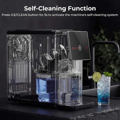 Countertop Nugget Ice Maker, 33 Lbs/24H Automatic Ice Dispenser, Self-Cleaning Portable Ice Machine, 1.8L Water Tank, Touch Scre